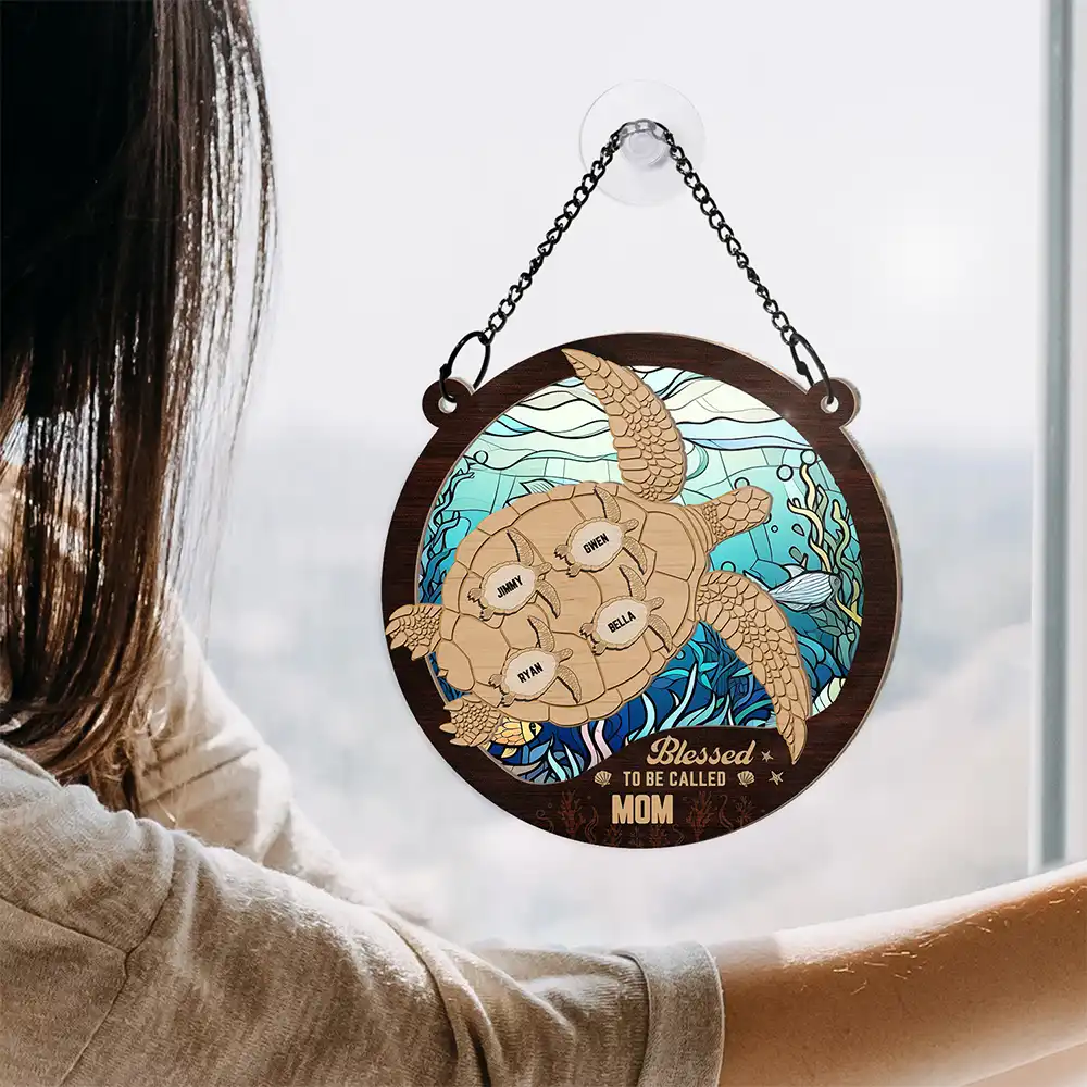 Sea Turtle Blessed To Be Called - Personalized Window Hanging Suncatcher Ornament - Image 4