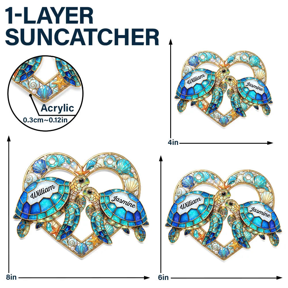 Sea Turtle Couple So Many In The Sea - Personalized Window Hanging Suncatcher Ornament - Image 5