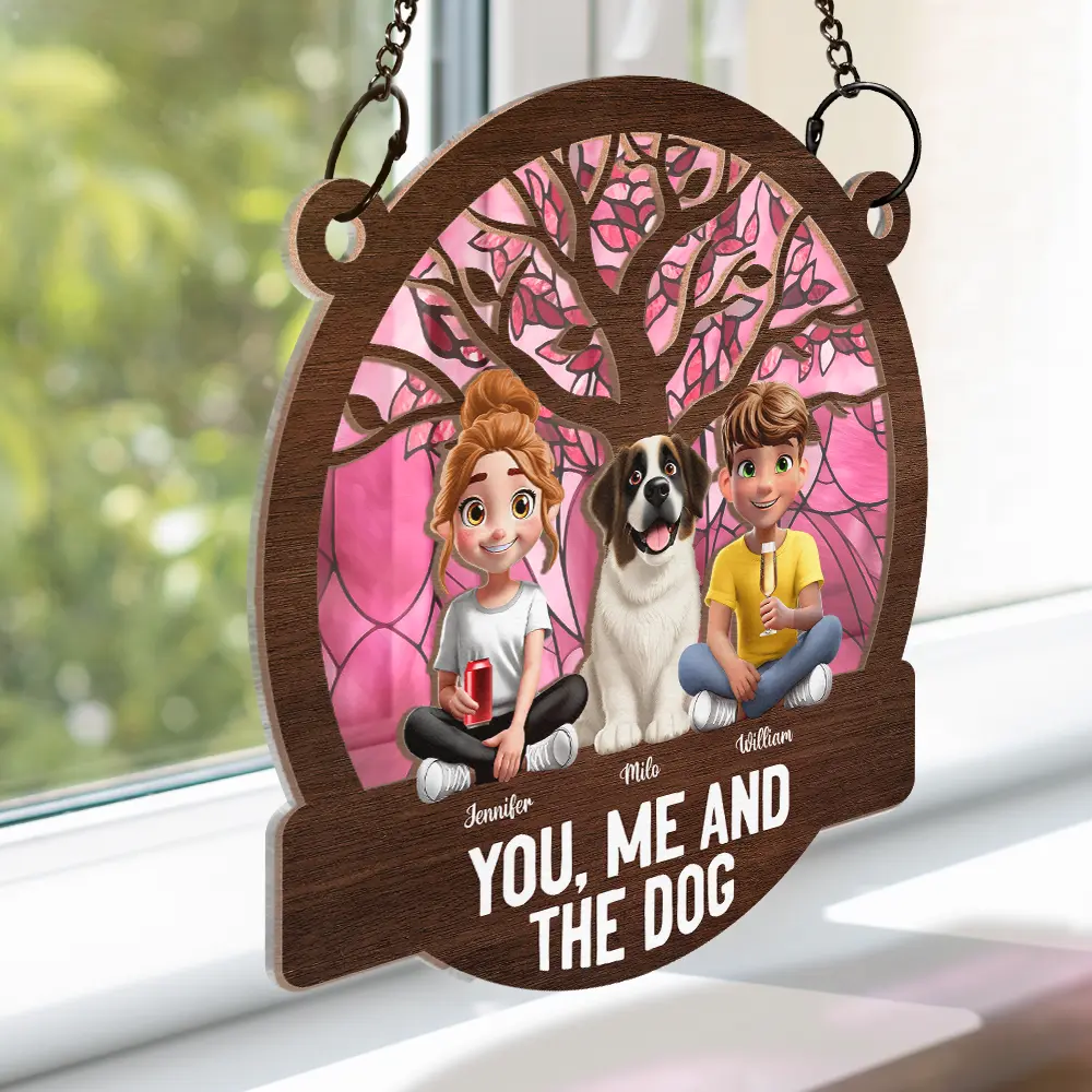Seasons Of The Year You, Me And The Dog - Personalized Window Hanging Suncatcher Ornament - Image 3