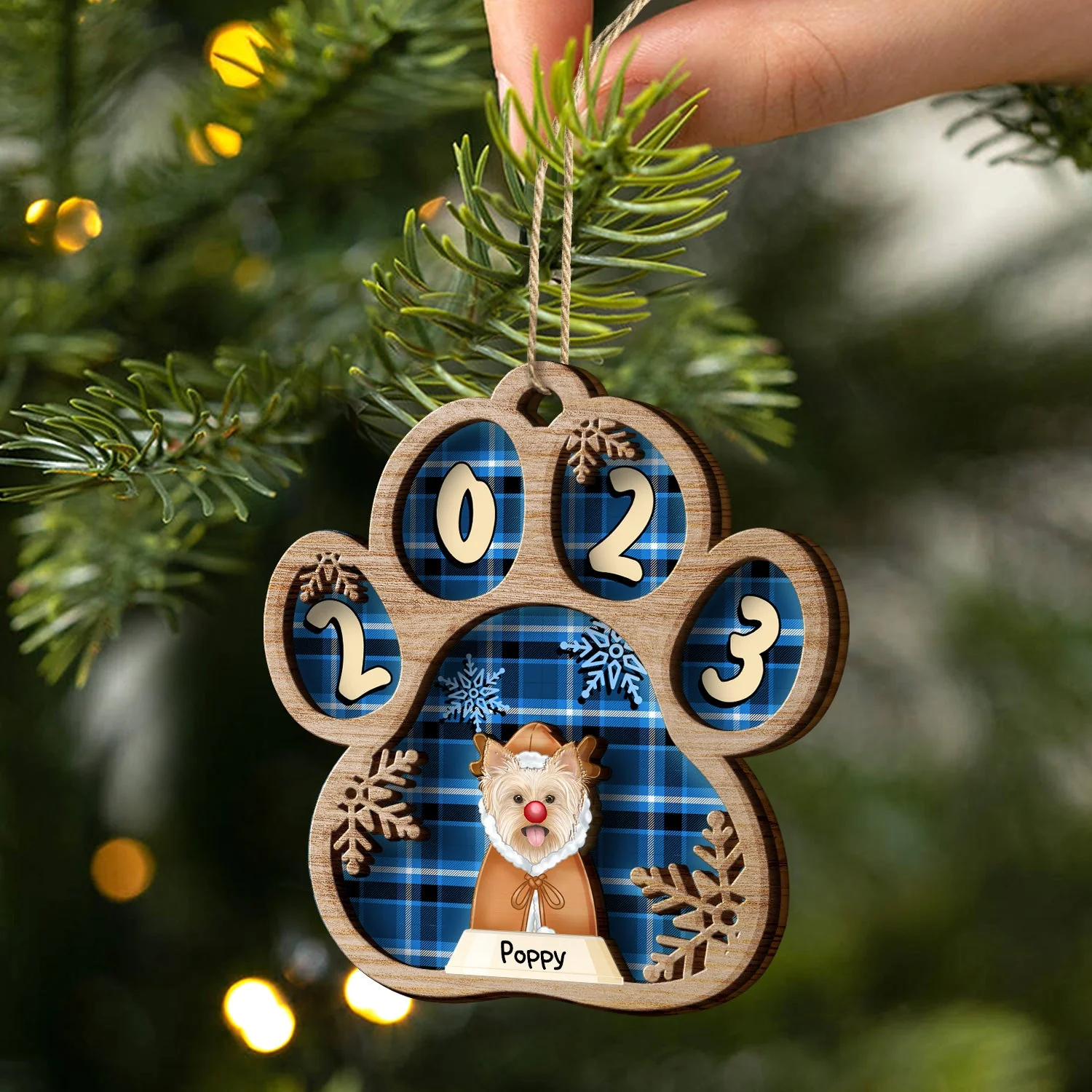Semi-Real Art - Christmas Gift For Dog Lovers, Cat Lovers, Pet Owners - Personalized 2-Layered Wooden Ornament - Image 2