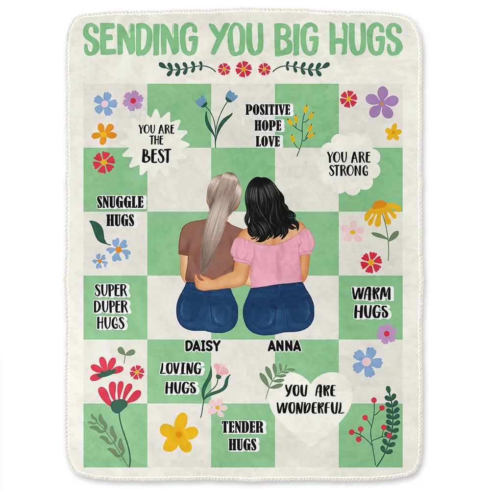 Sending You Big Hugs - Personalized Fleece Blanket, Sherpa Blanket - Image 2