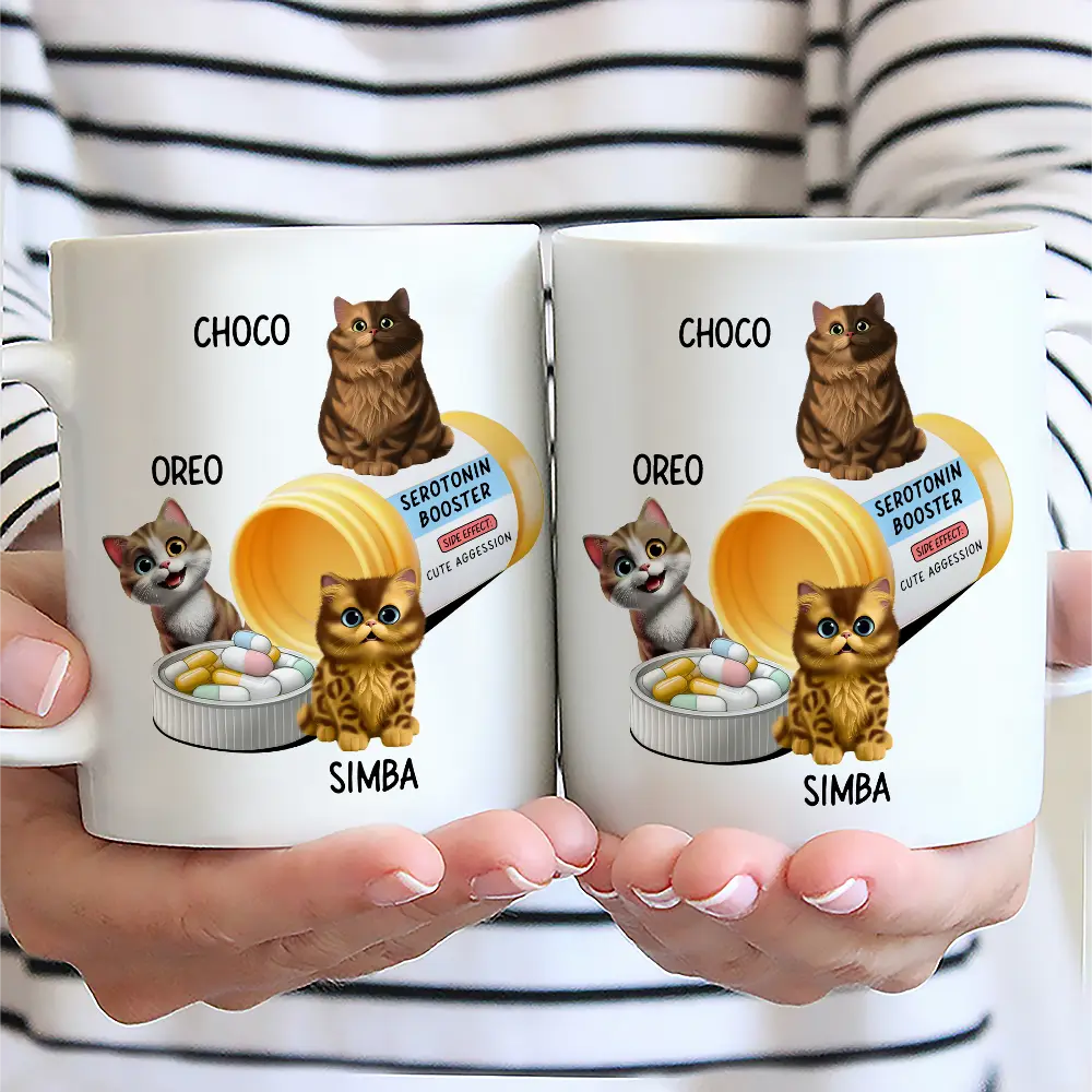 Serotonin Booster Cat Lovers - Personalized Mug - Image 2