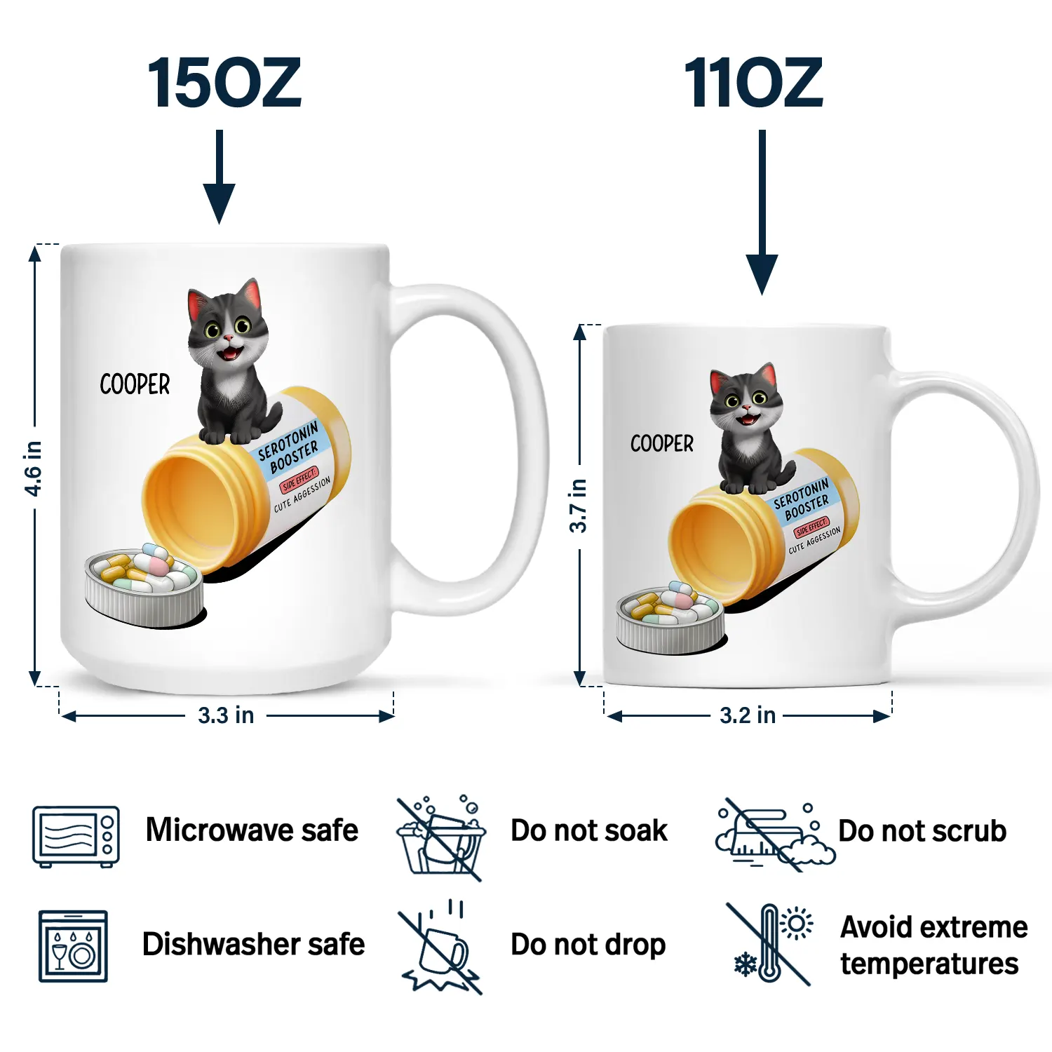 Serotonin Booster Cat Lovers - Personalized Mug - Image 4