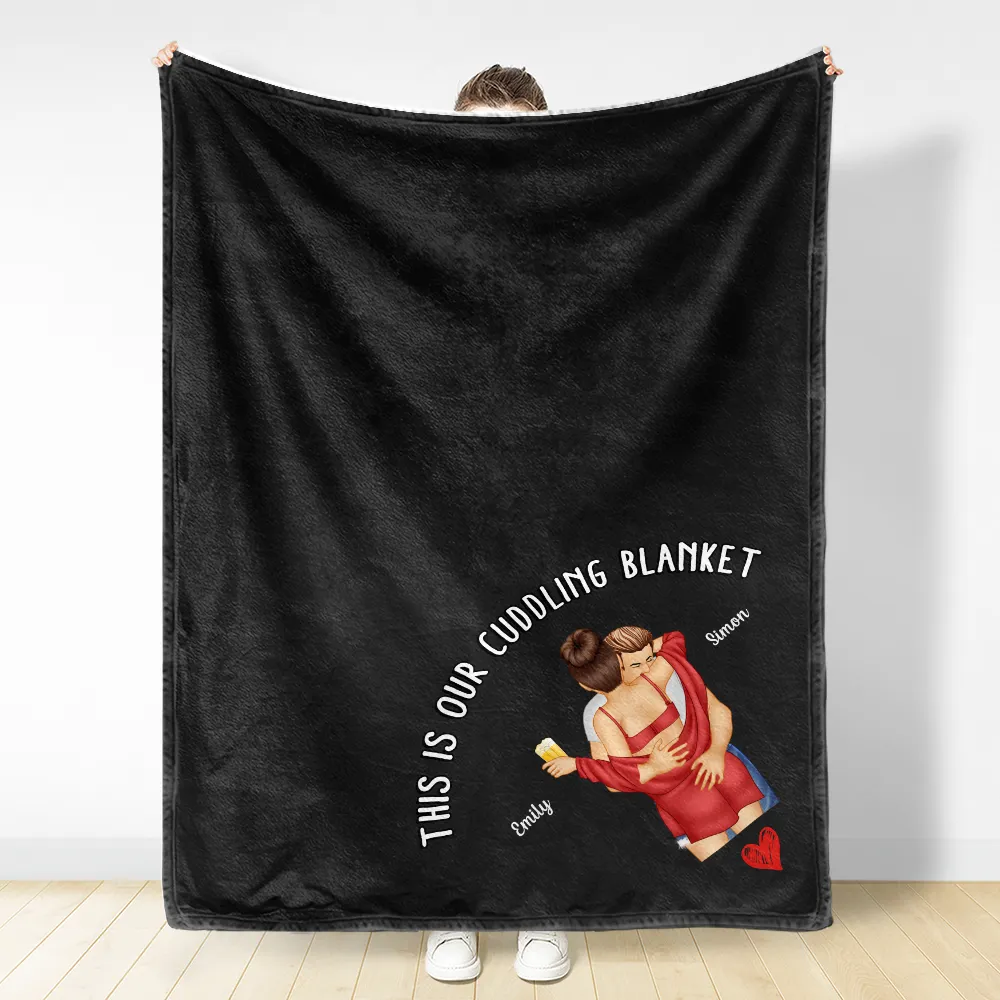 Sexy Couple Kissing Cuddling Blanket - Personalized Fleece Blanket, Sherpa Blanket - Image 3