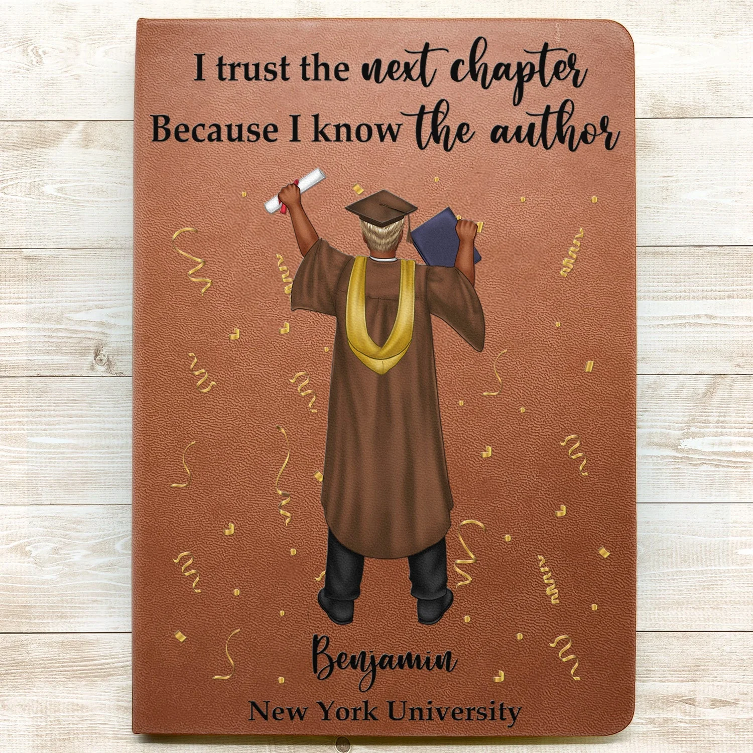 She Believed She Could - Graduation Gift, Gift For Friends - Personalized Leather Journal - Image 3