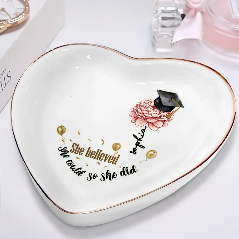 She Believed She Could - Personalized Heart Ring Dish - Image 2