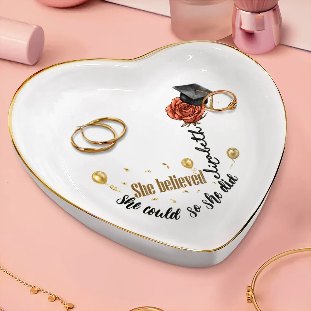 She Believed She Could - Personalized Heart Ring Dish - Image 3