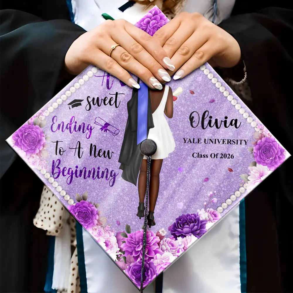 She Believed She Could So She Did Backside - Personalized Graduation Cap Topper - Image 4