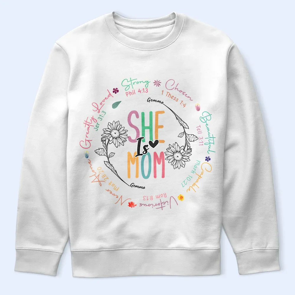 She Is Mom Strong Chosen Beautiful Capable Victorious - Personalized T Shirt - Image 5