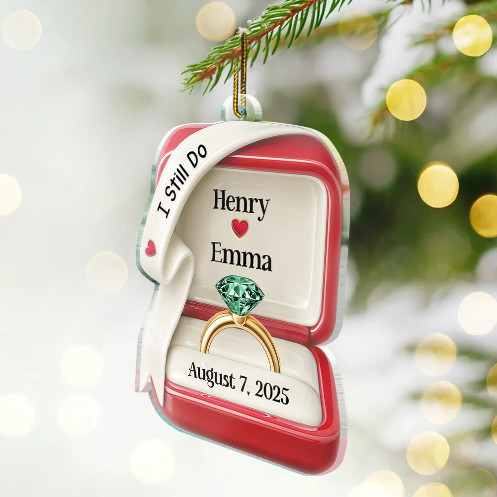 She Said Yes Engaged Married Ceramic Effect Ring Box - Personalized Custom Shaped Acrylic Ornament - Image 2