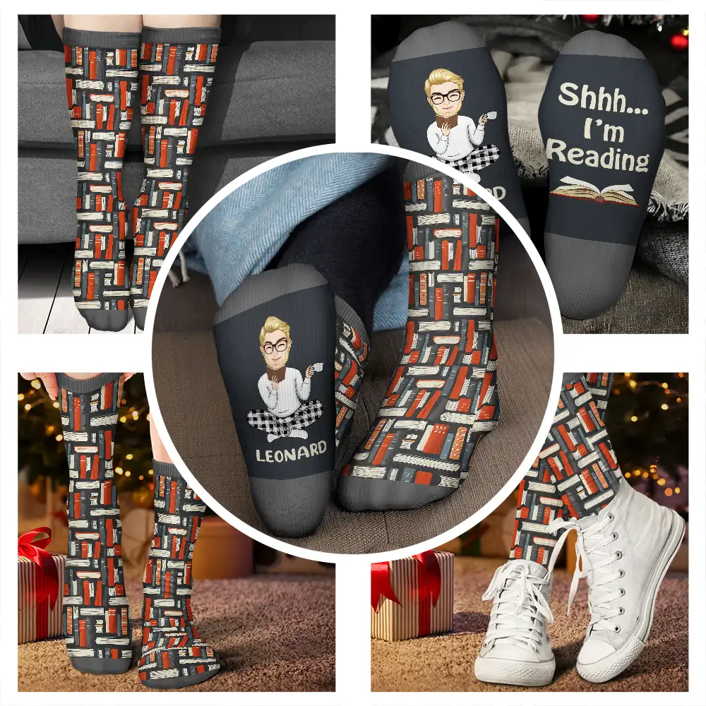 Shhh I'm Reading - Personalized Socks - Image 4