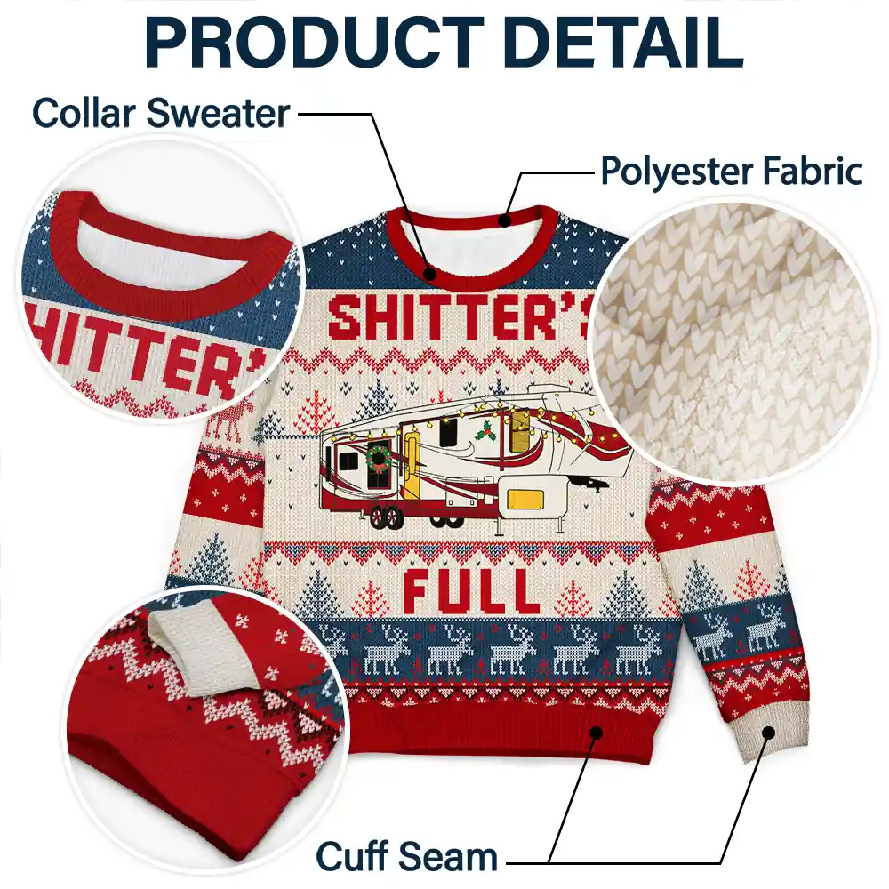 Shitter's Full Camping Lover - Personalized Unisex Ugly Sweater - Image 6