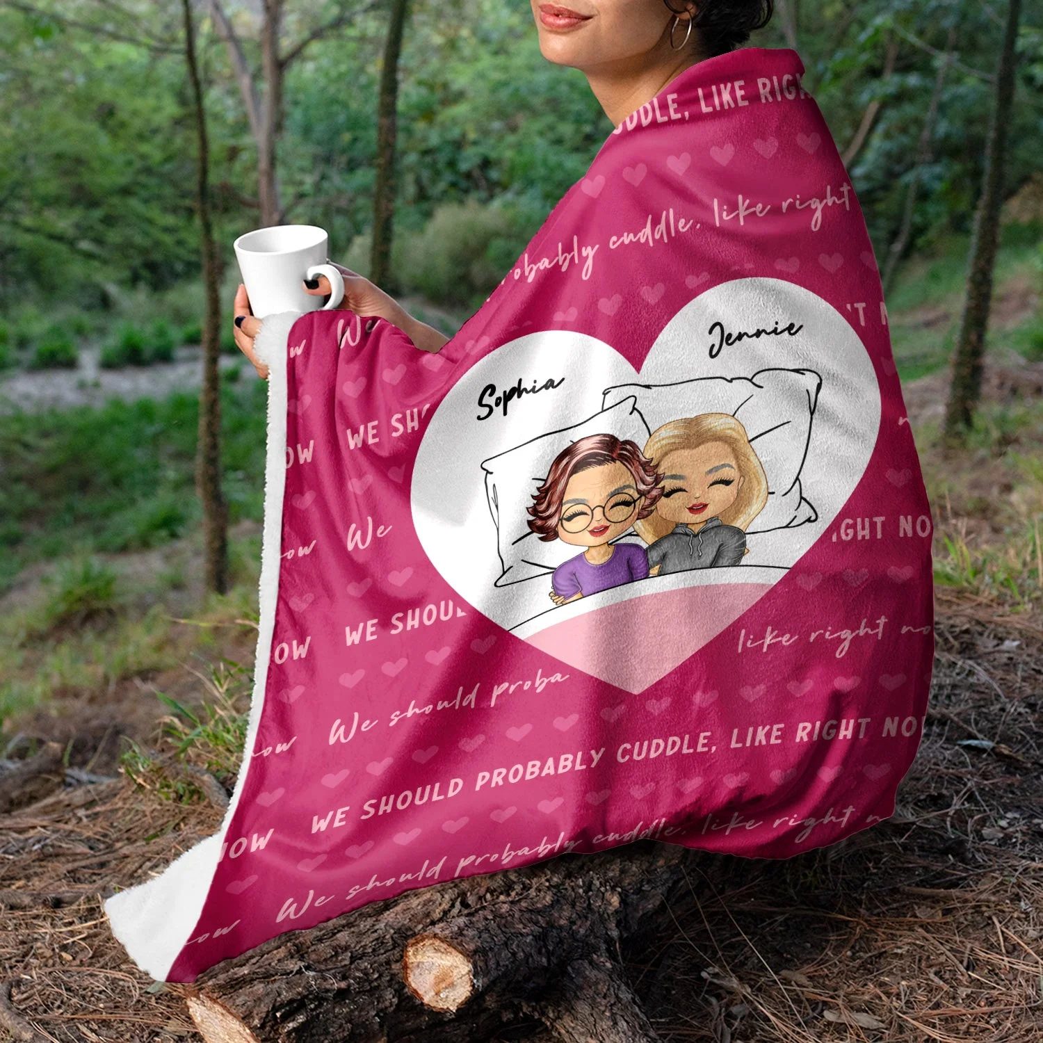 Should Probably Cuddle - Gift For Couples - Personalized Fleece Blanket - Image 3