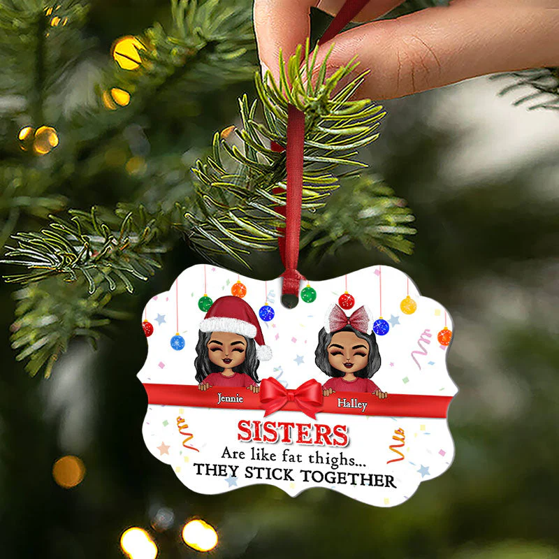 Sibling Brothers And Sisters Stick Together - Personalized Custom Aluminum Ornament - Image 2