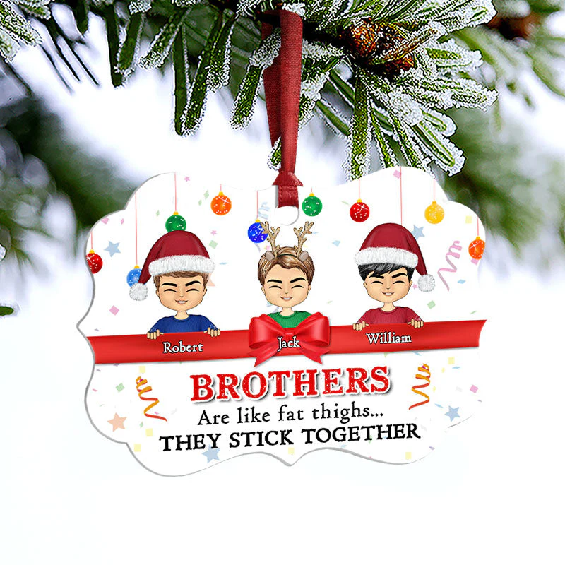 Sibling Brothers And Sisters Stick Together - Personalized Custom Aluminum Ornament - Image 3