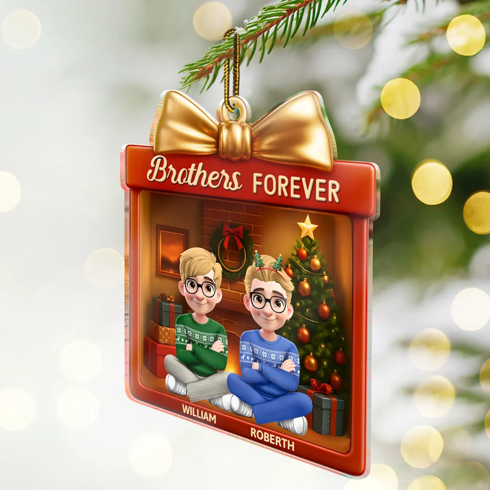 Siblings Forever Gift Box - Personalized Custom Shaped Acrylic Ornament - Image 2