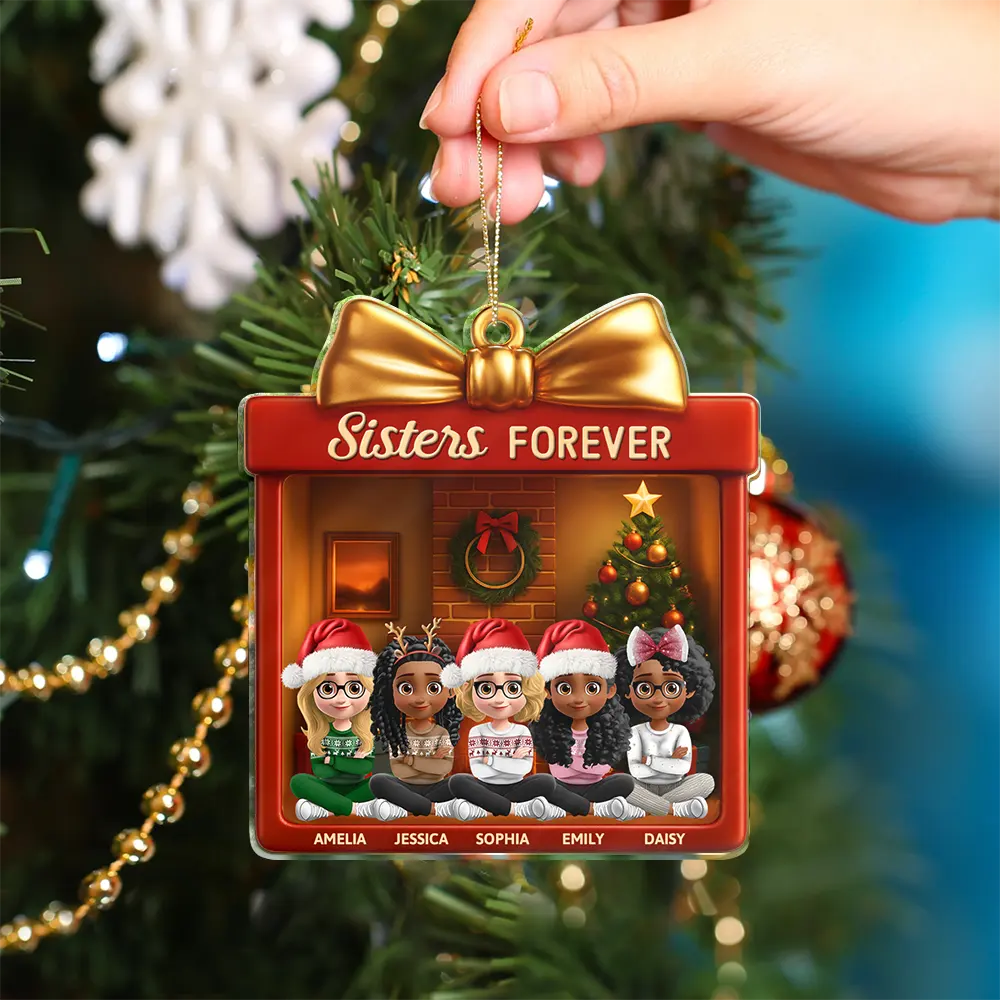 Siblings Forever Gift Box - Personalized Custom Shaped Acrylic Ornament - Image 4