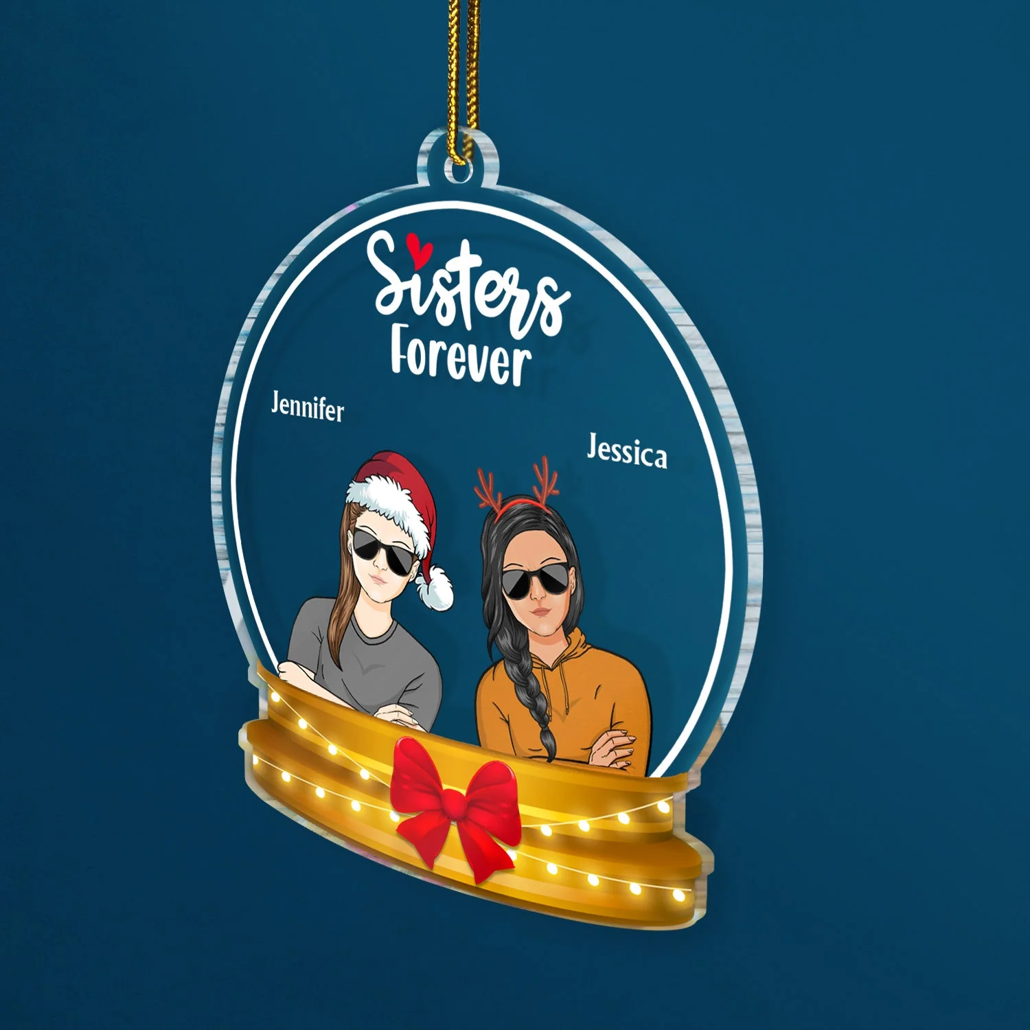 Siblings Forever Snow-globe - Christmas Gift For Family, Friends, Couple, Dad, Mom, Grandpa, Grandma - Personalized Custom Shaped Acrylic Ornament - Image 2
