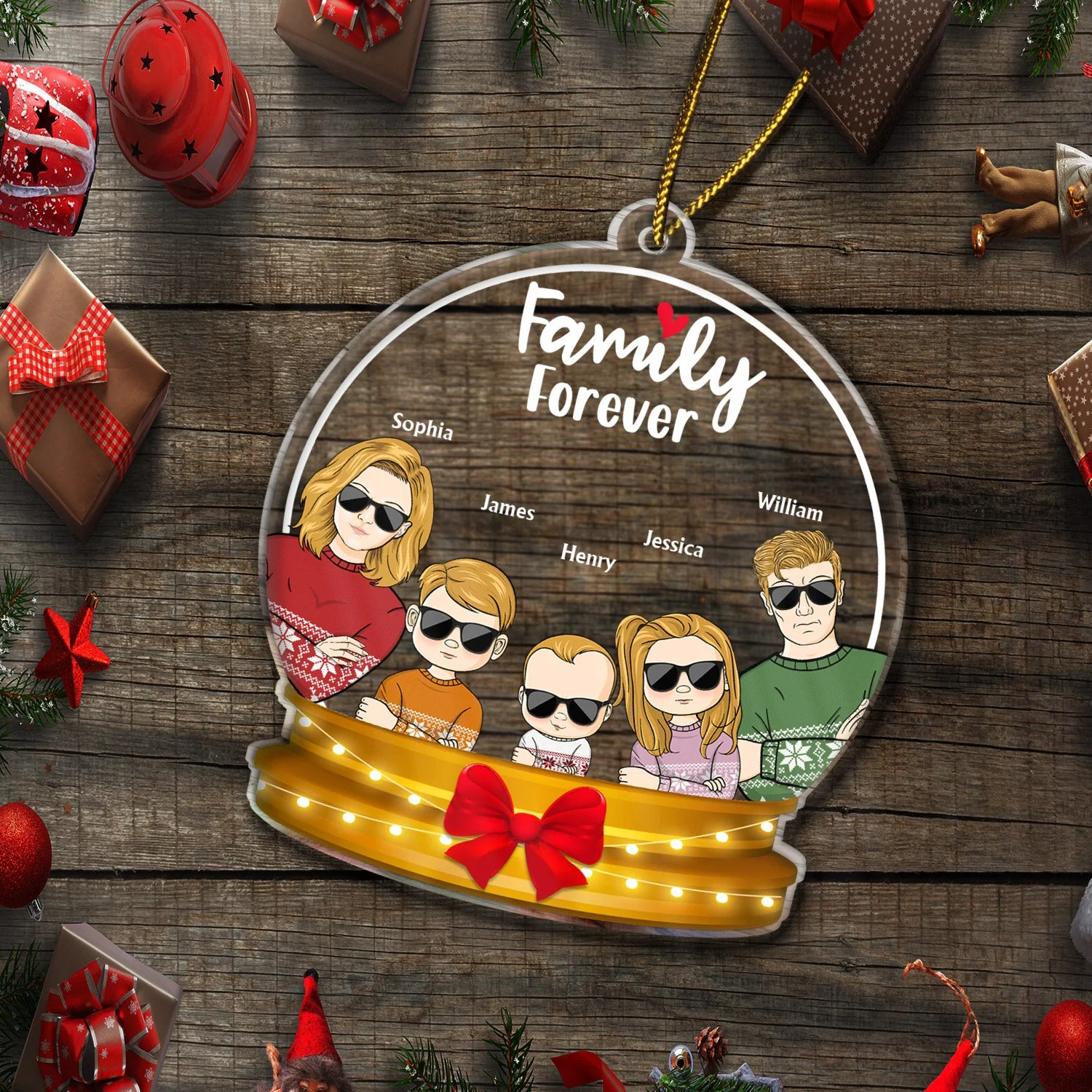 Siblings Forever Snow-globe - Christmas Gift For Family, Friends, Couple, Dad, Mom, Grandpa, Grandma - Personalized Custom Shaped Acrylic Ornament - Image 5