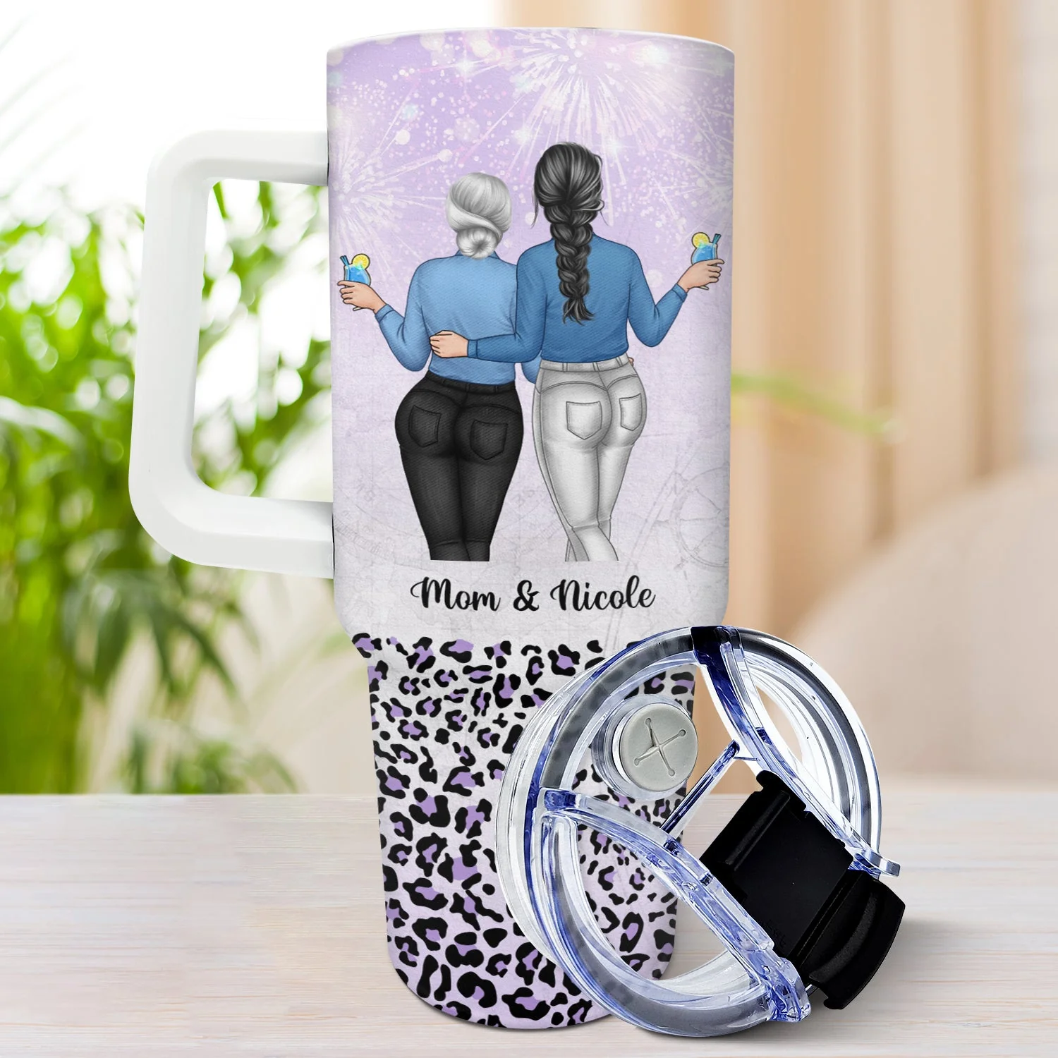 Side By Side - Gift For Mother - Personalized 40oz Tumbler With Straw - Image 3
