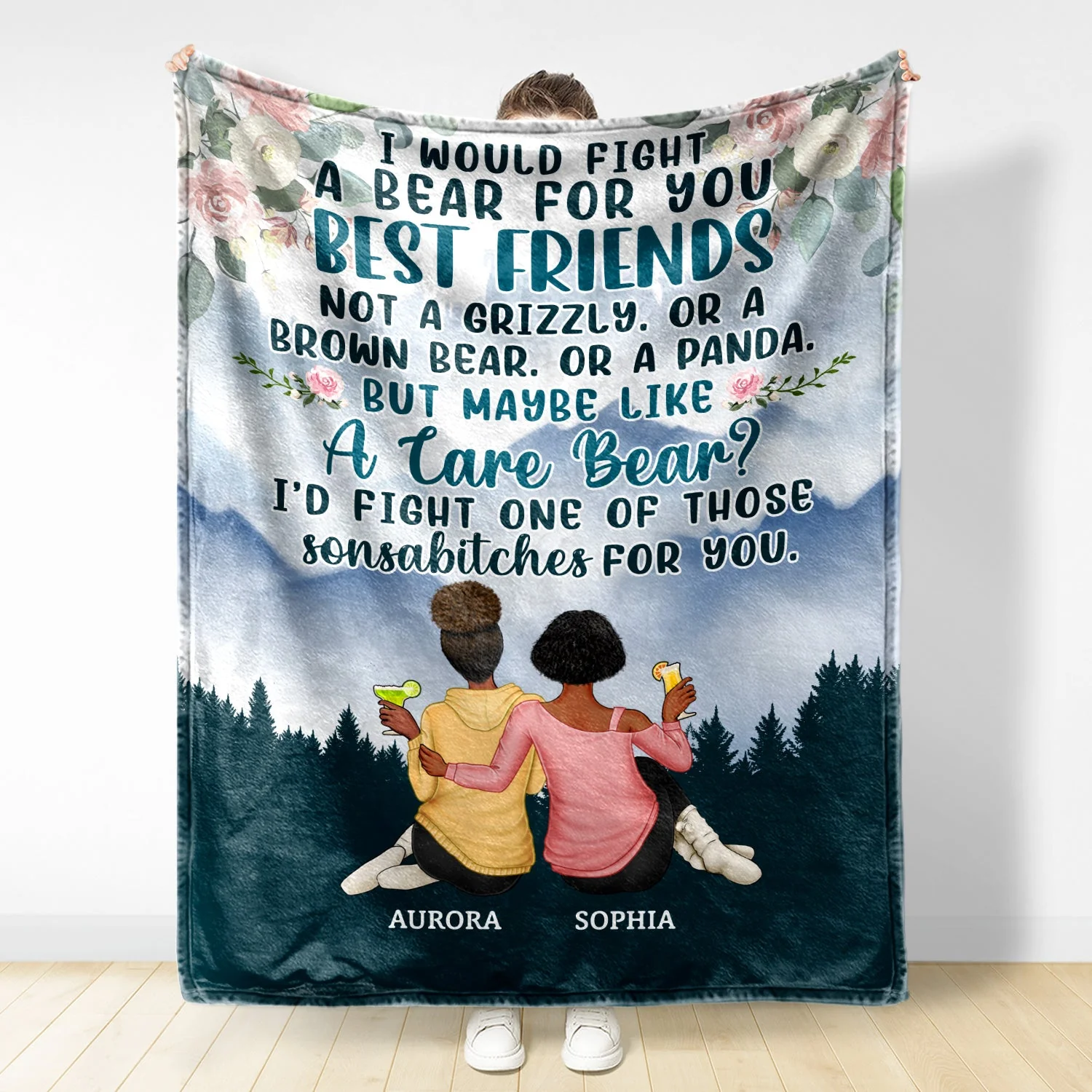 Side By Side Or Miles Apart - Birthday, Loving Gift For Sister, Brother, Siblings, Family, Besties - Personalized Custom Fleece Blanket - Image 2