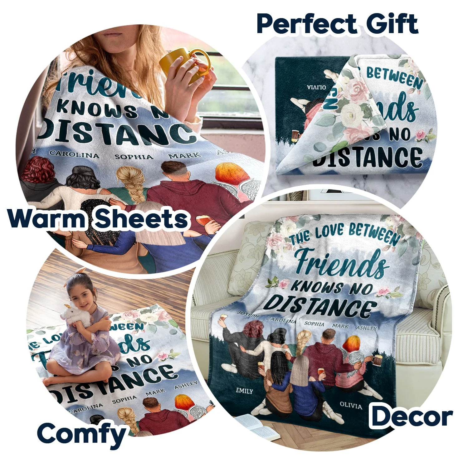 Side By Side Or Miles Apart - Birthday, Loving Gift For Sister, Brother, Siblings, Family, Besties - Personalized Custom Fleece Blanket - Image 5