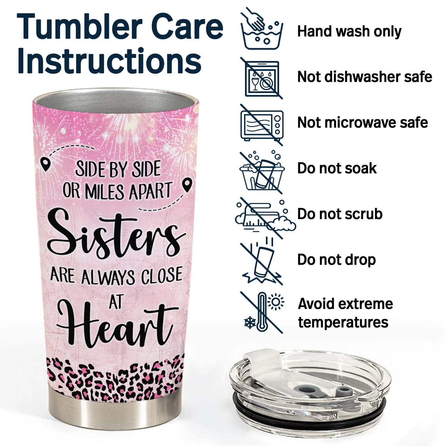 Side By Side Or Miles Apart - Gift For Sisters And Best Friends - Personalized Custom Tumbler - Image 5