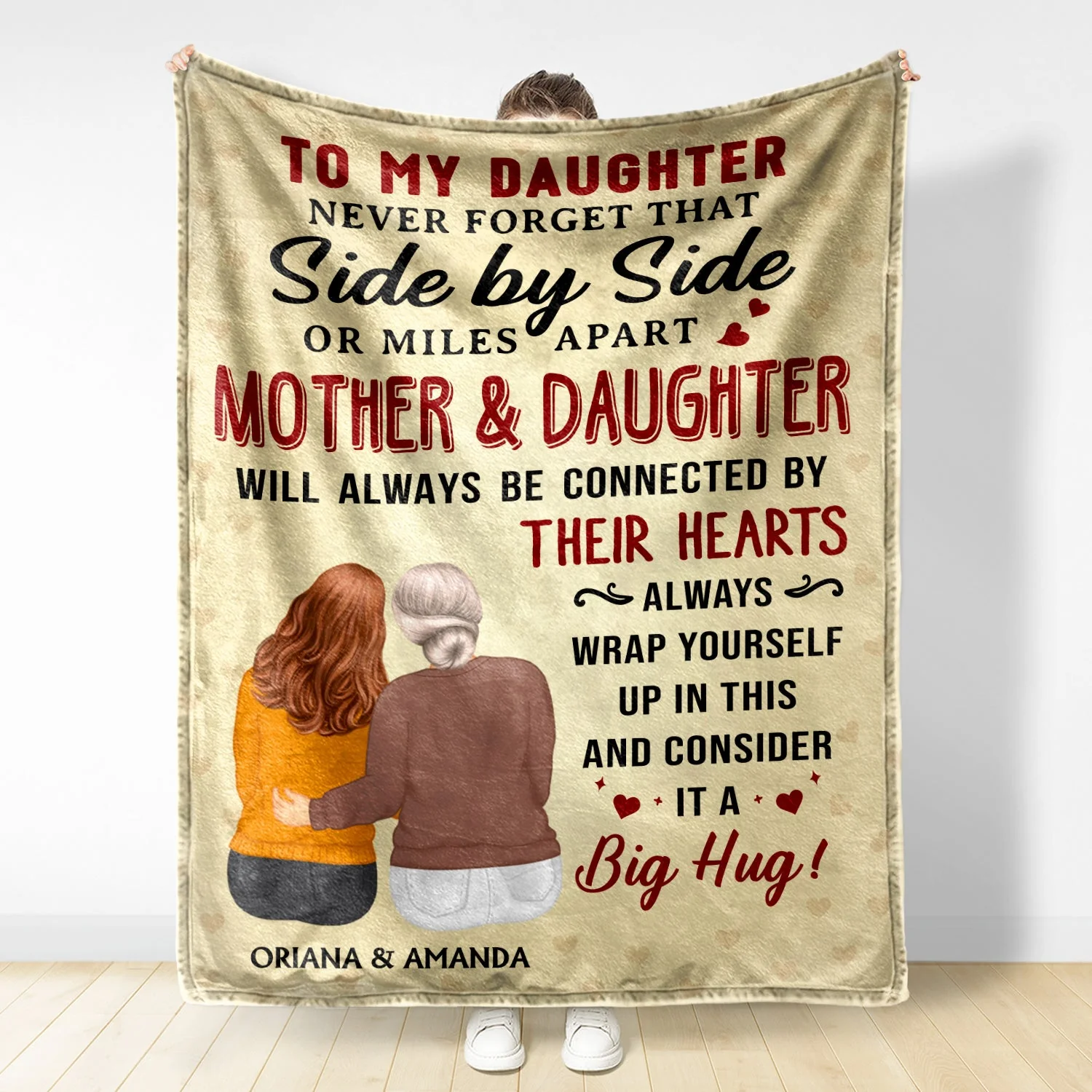 Side By Side Or Miles Apart - Gift For Sisters, Besties, Daughters - Personalized Fleece Blanket - Image 2