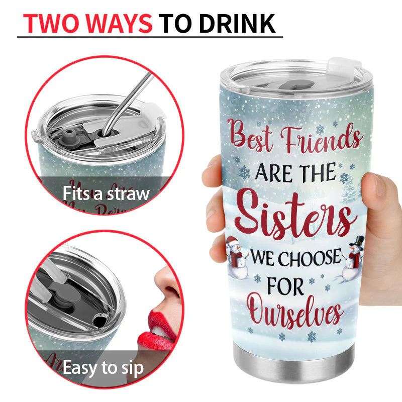 Side By Side Or Miles Apart Sisters And Brothers, Best Friends - Christmas Gift - Personalized Custom Tumbler - Image 4