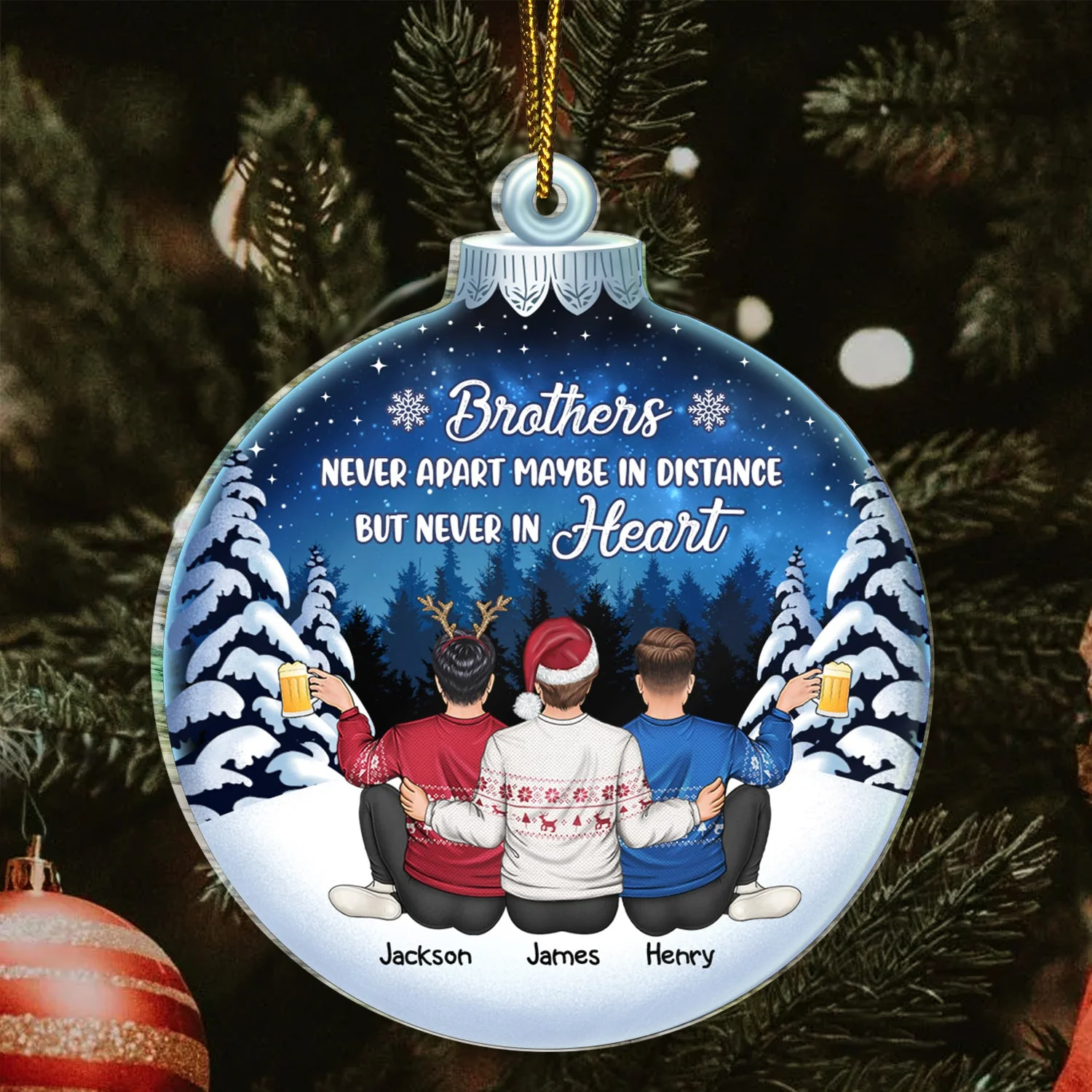 Side By Side Or Miles Apart Sisters And Brothers - Christmas Gift For Besties, Best Friends, Siblings - Personalized Custom Shaped Acrylic Ornament - Image 3