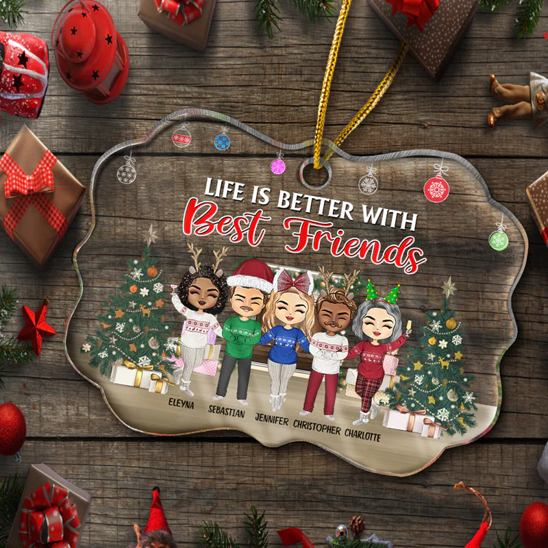 Side By Side Or Miles Apart Sisters And Brothers - Christmas Gift For Siblings - Personalized Custom Medallion Acrylic Ornament - Image 3
