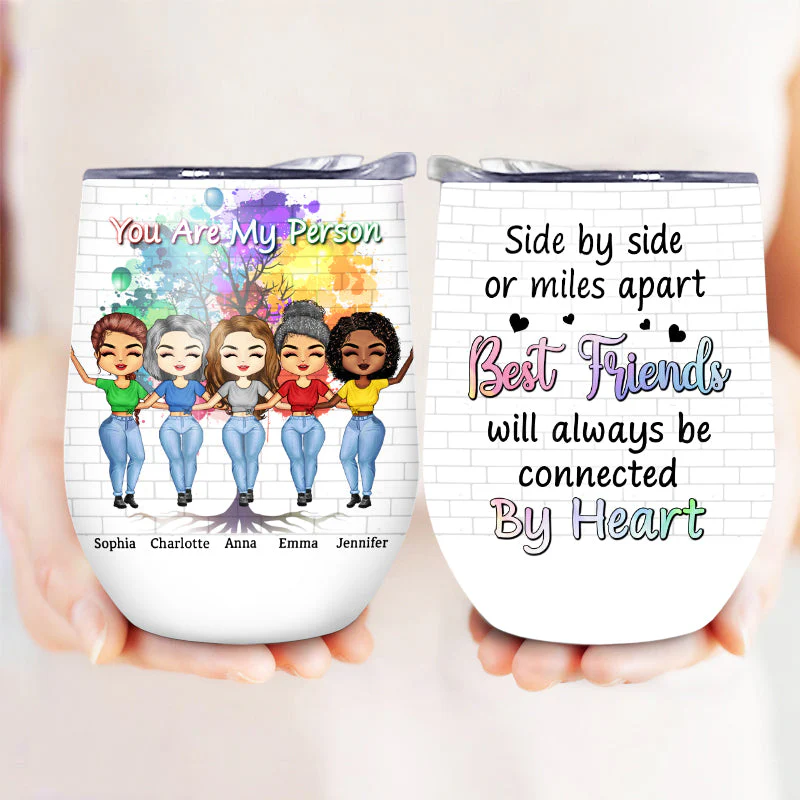 Side By Side Or Miles Apart Sisters And Brothers - Gift For Sibling  - Personalized Custom Wine Tumbler - Image 3