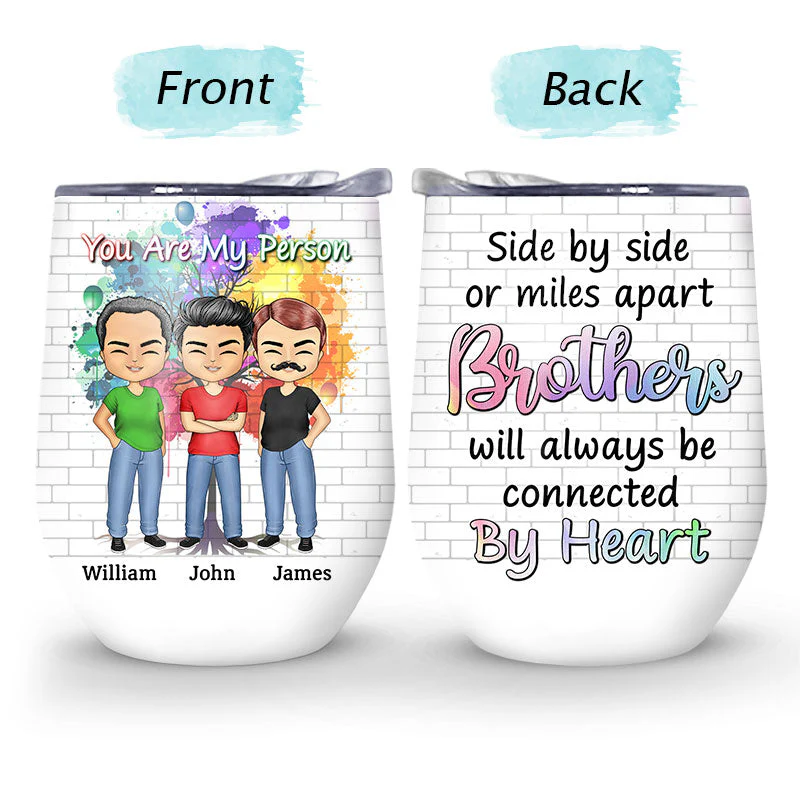 Side By Side Or Miles Apart Sisters And Brothers - Gift For Sibling  - Personalized Custom Wine Tumbler - Image 4
