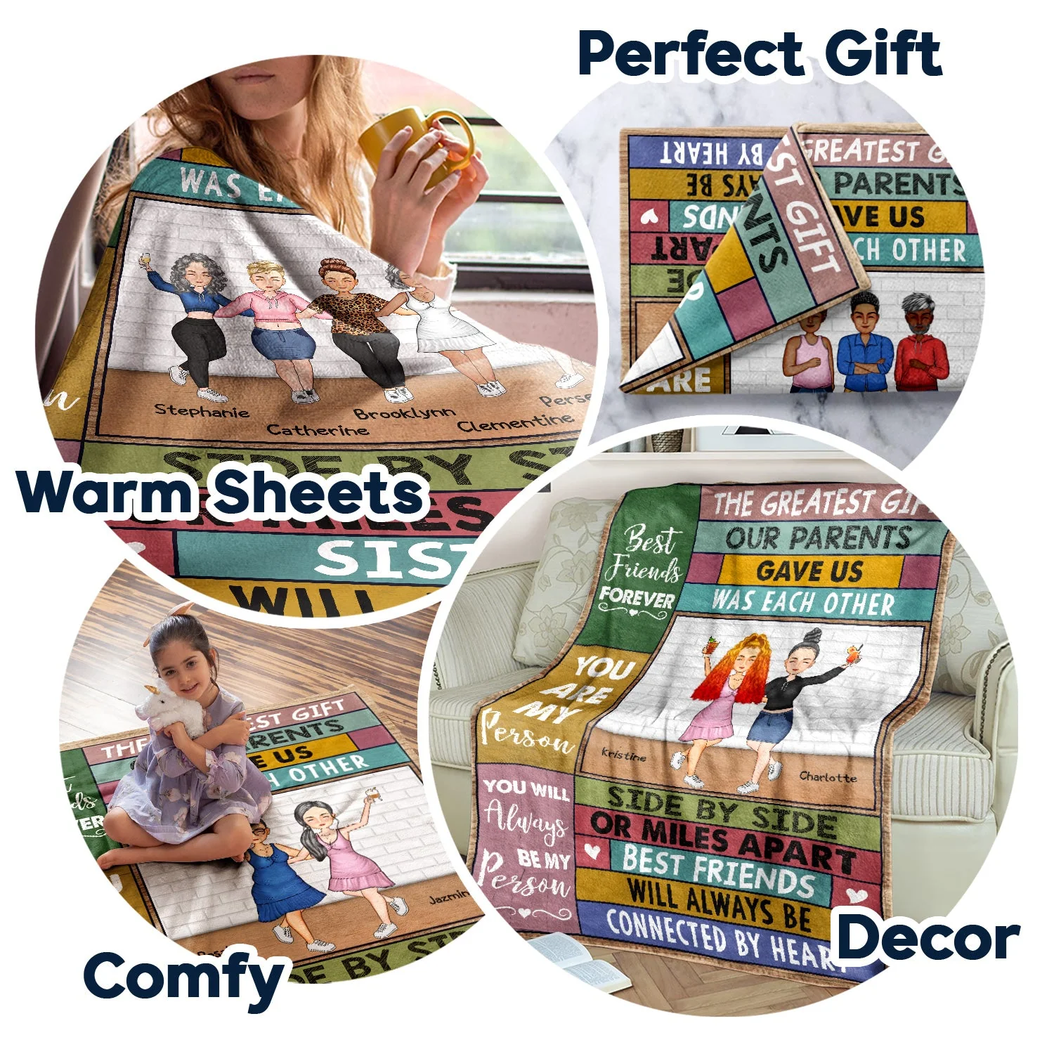 Side By Side Or Miles Apart Sisters And Brothers - Gift For Siblings And Family - Personalized Custom Fleece Blanket - Image 5