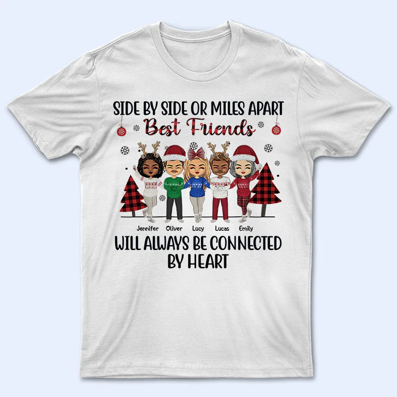 Side By Side Or Miles Apart Sisters Brothers And Best Friends - Christmas Gift - Personalized Custom Sweatshirt - Image 2