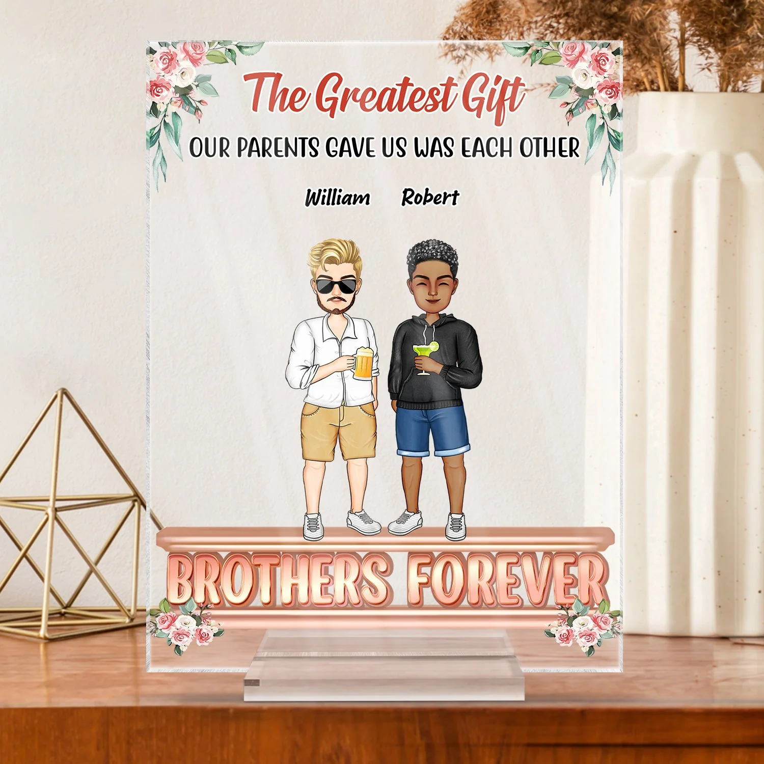 Side By Side Or Miles Apart Sisters Brothers Will Always Be Connected - Gift For Siblings - Personalized Custom Vertical Rectangle Acrylic Plaque - Image 3