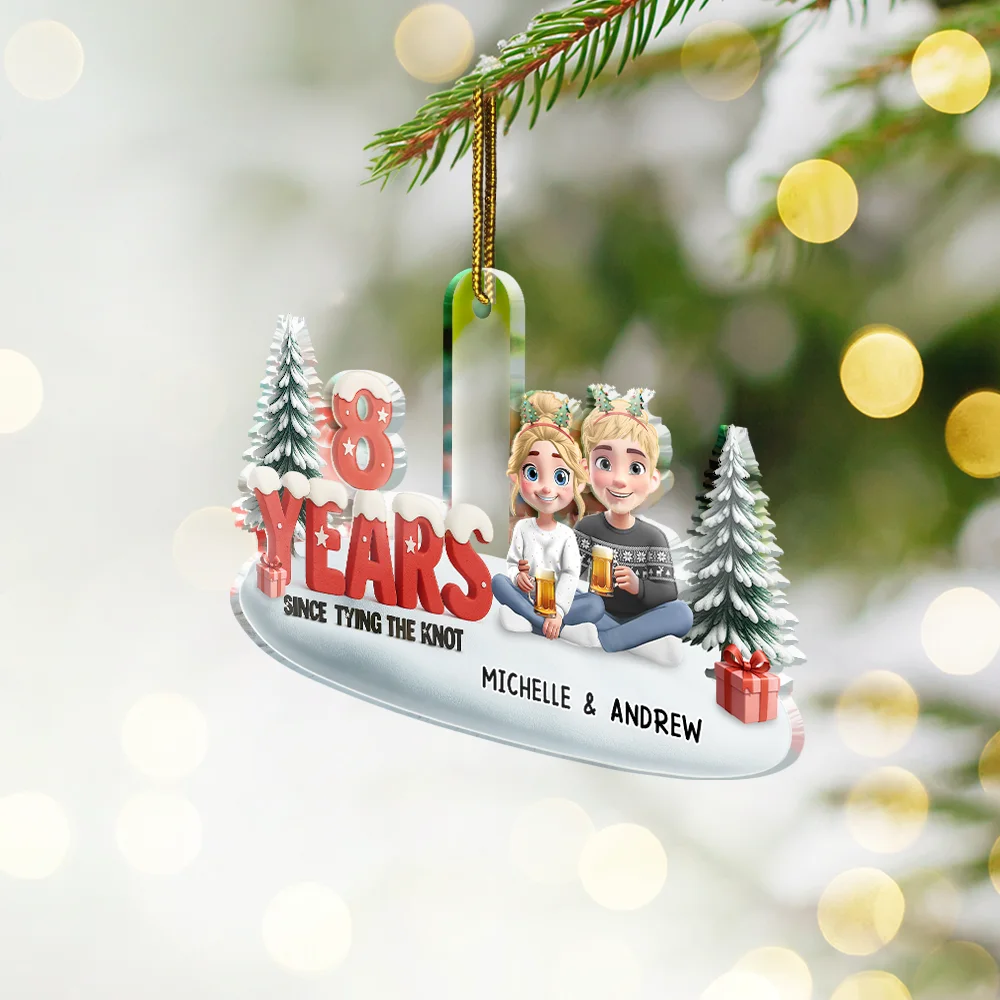 Since Tying The Knot - Personalized Custom Shaped Acrylic Ornament - Image 3