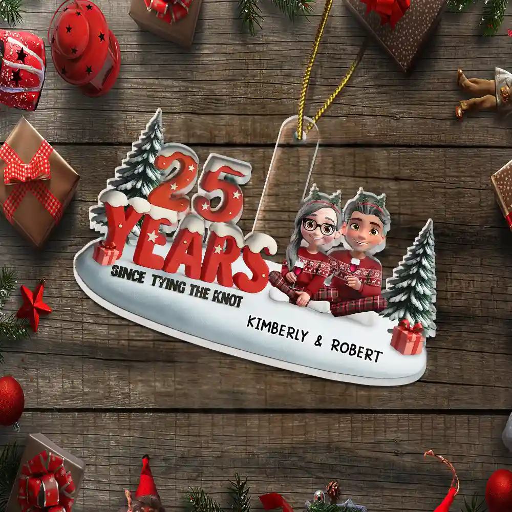 Since Tying The Knot - Personalized Custom Shaped Acrylic Ornament - Image 6