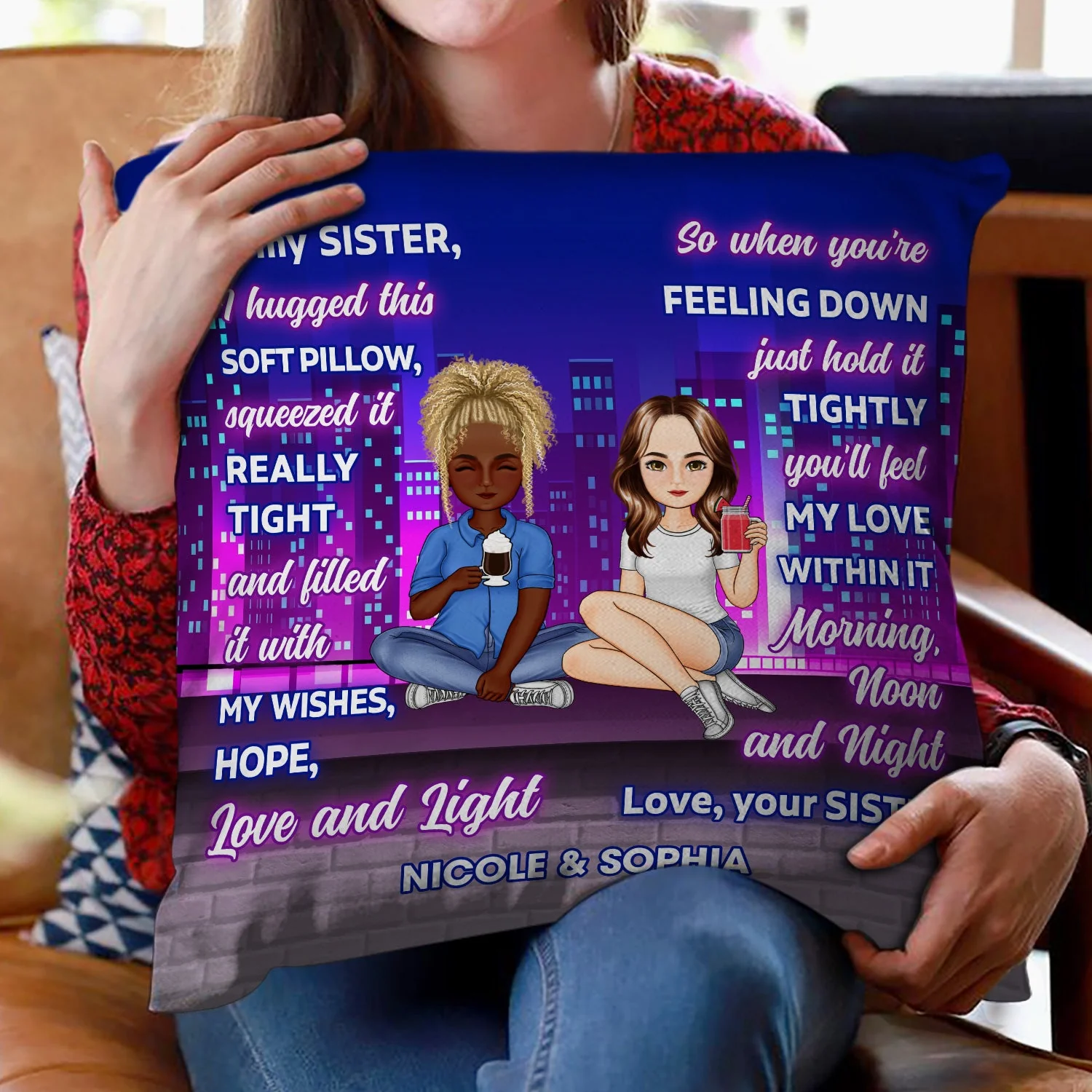 Sister Building Hug This Pillow - Gift For Sister - Personalized Pillow - Image 2