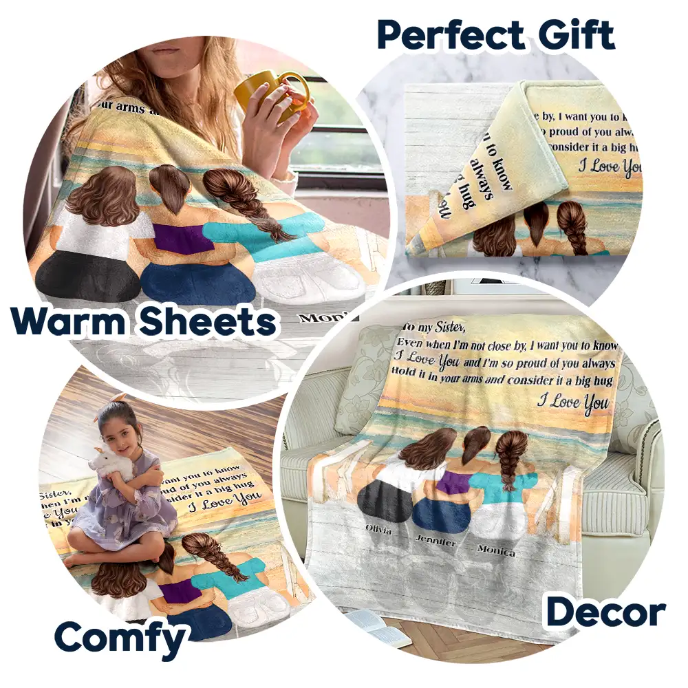Sister Even When I'm Not Close By - Personalized Fleece Blanket, Sherpa Blanket - Image 7