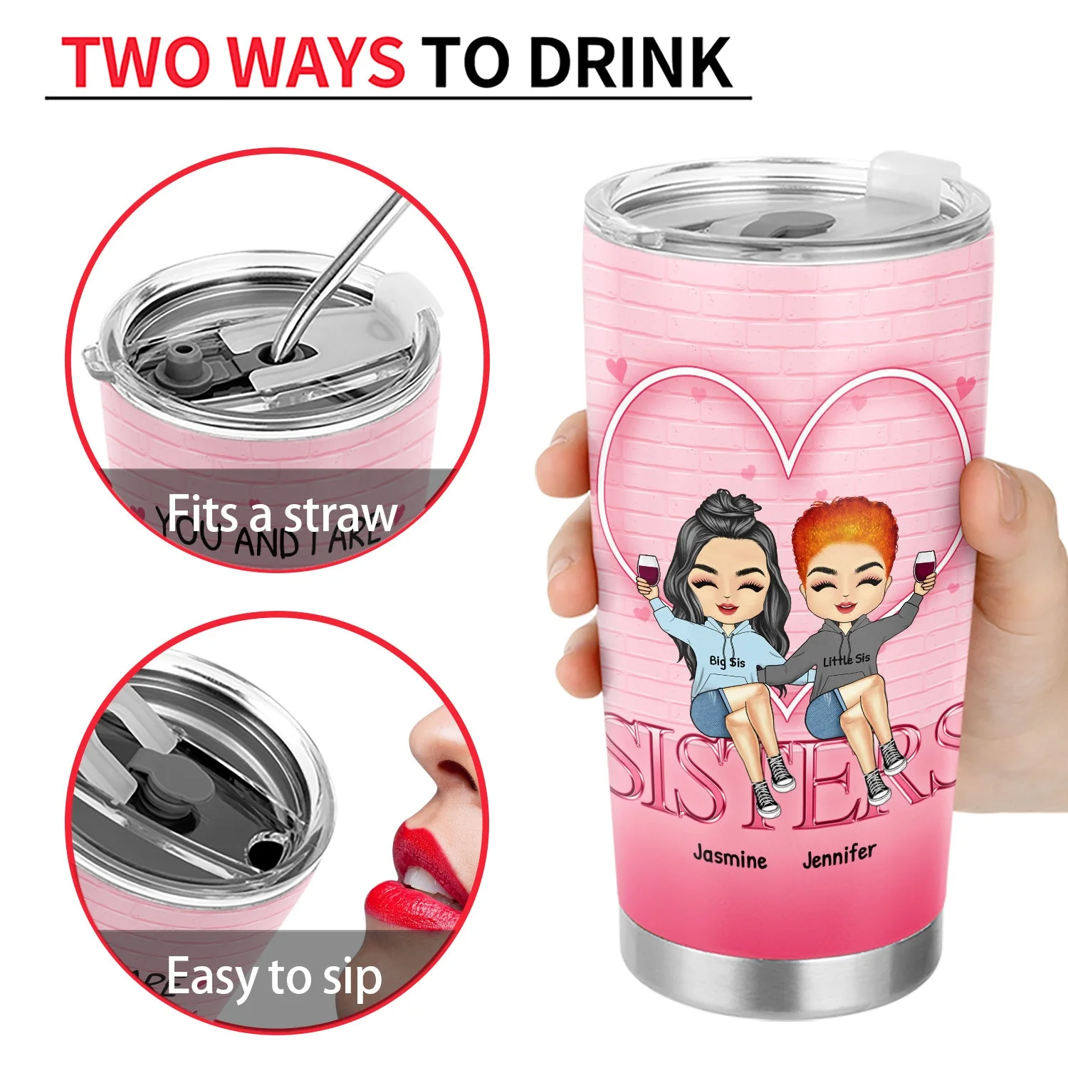 Sister Sibling Pick U Up After I Finish Laughing - Gift For Sibling - Personalized Custom Tumbler - Image 4