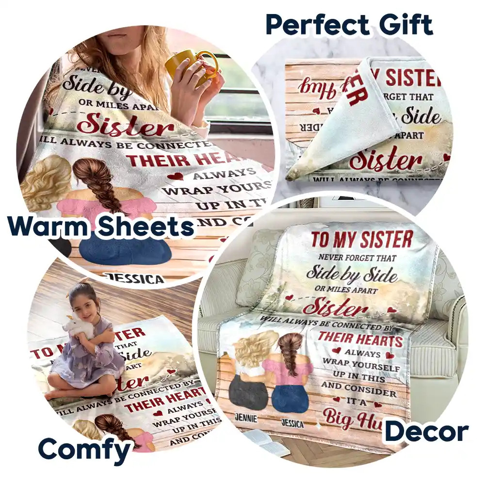 Sister Wrap Yourself Up In This And Consider It A Big Hug - Personalized Fleece Blanket, Sherpa Blanket - Image 6