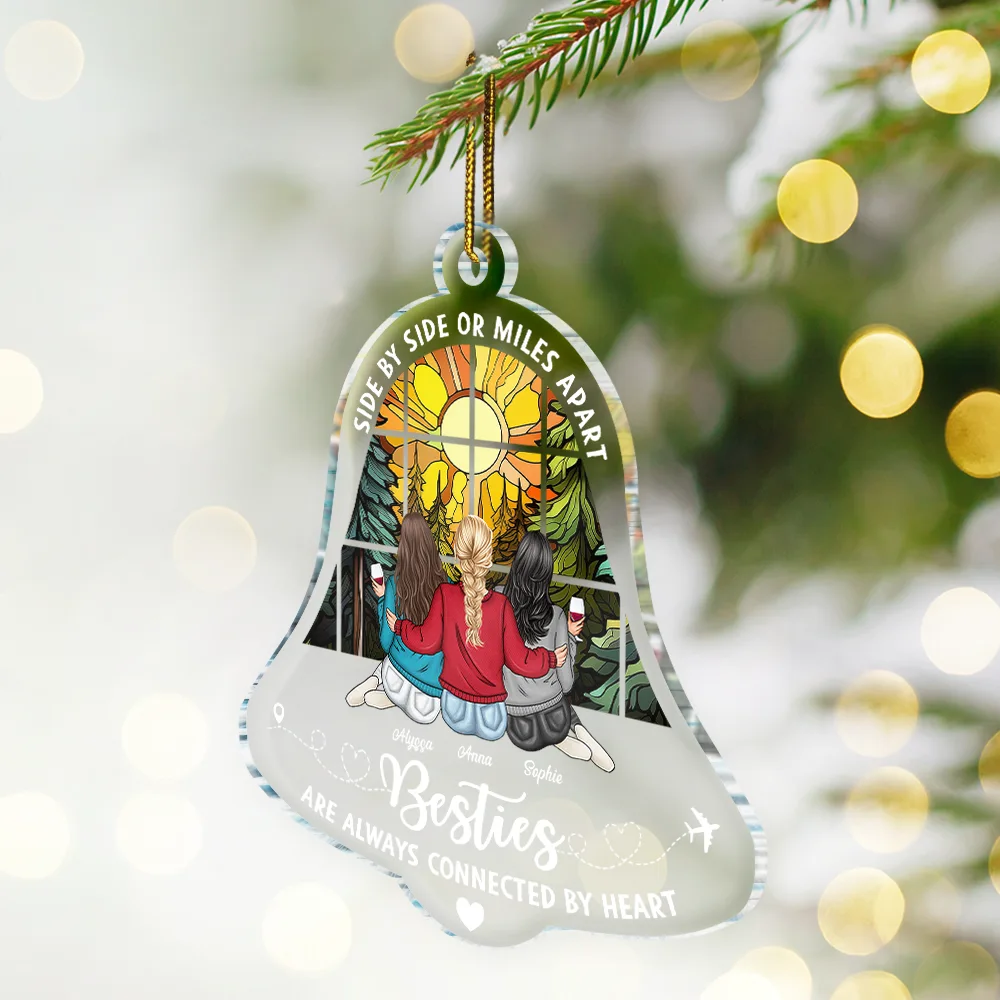 Sisters Are Always Connected - Personalized Custom Shaped Acrylic Ornament - Image 2