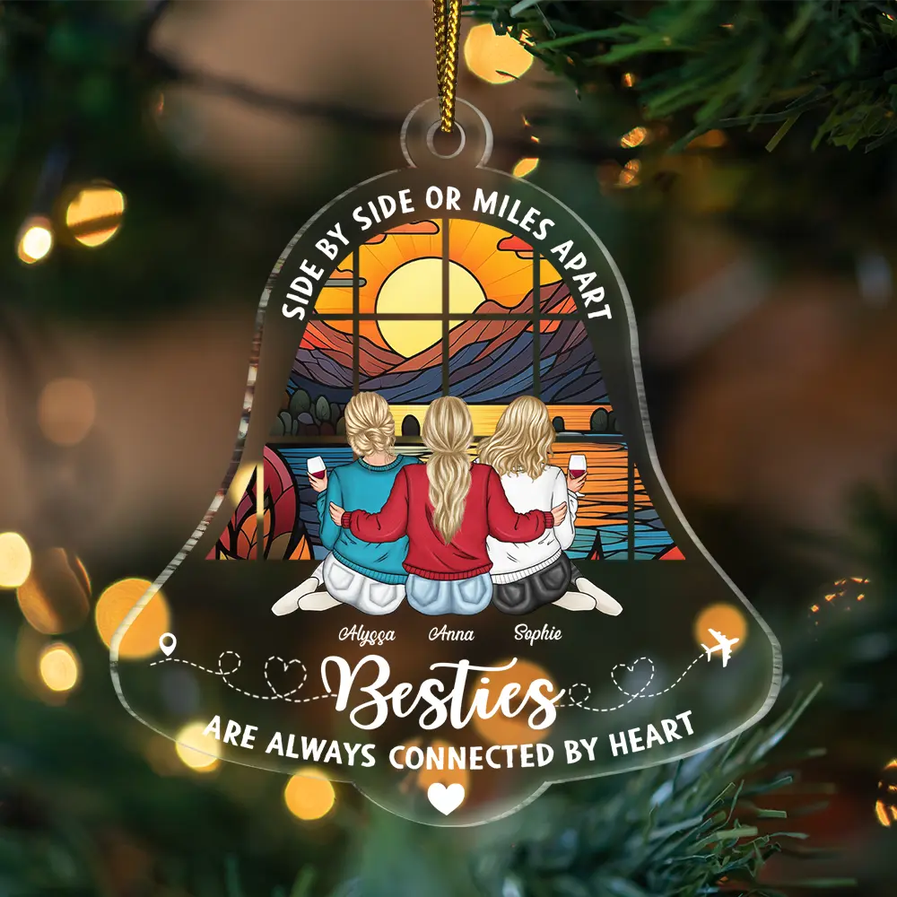 Sisters Are Always Connected - Personalized Custom Shaped Acrylic Ornament - Image 3