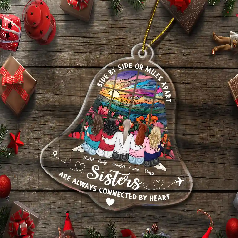 Sisters Are Always Connected - Personalized Custom Shaped Acrylic Ornament - Image 5