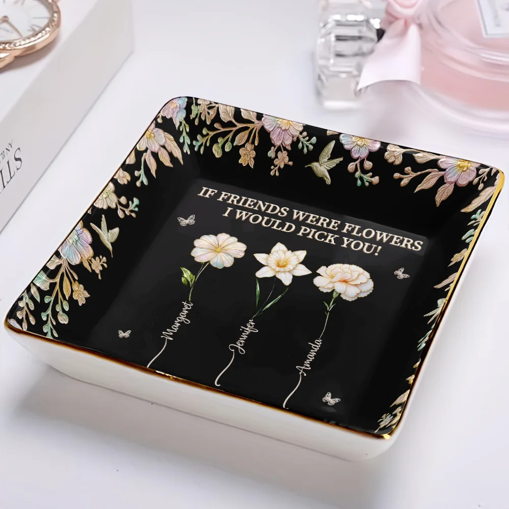 Sisters Are Different Flowers From The Same Garden Nacre Effect - Personalized Ring Dish - Image 2