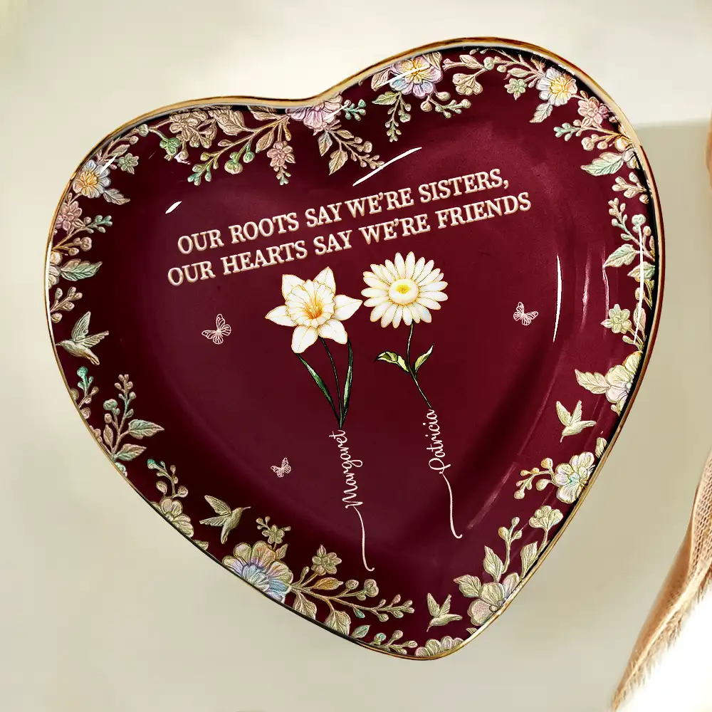 Sisters Are Different Flowers From The Same Garden Nacre Effect - Personalized Ring Dish - Image 5