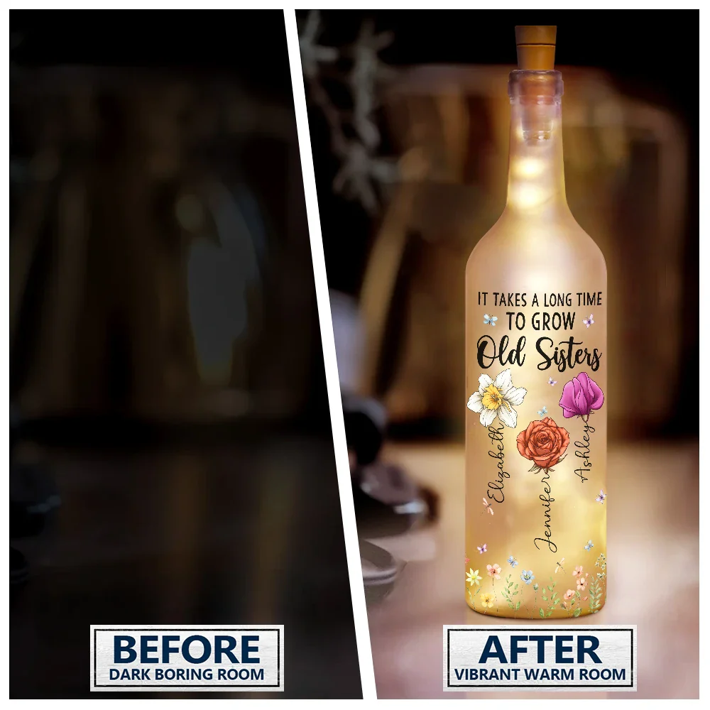 Sisters Are Different Flowers From The Same Garden - Personalized Bottle Light - Image 2