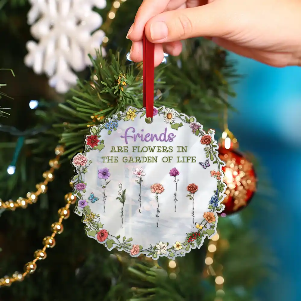 Sisters Are Different Flowers From The Same Garden - Personalized Custom Shaped Mirror Ornament - Image 4