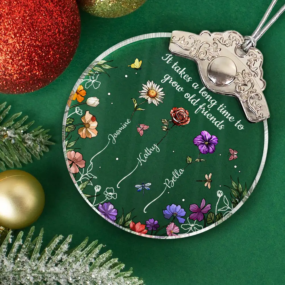 Sisters Are Different Flowers From The Same Garden - Personalized Glass Ornament With Silver Cap - Image 2